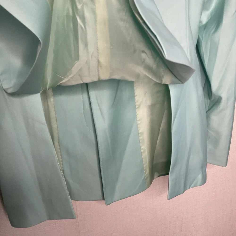 Fonte Mint Green Wool Blazer Mens Size 48 Gold‎ Embroidery Mandarin Stand Collar